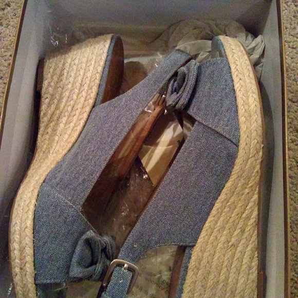 Franko sarto blue slingback wedge sandals - Picture 1 of 3